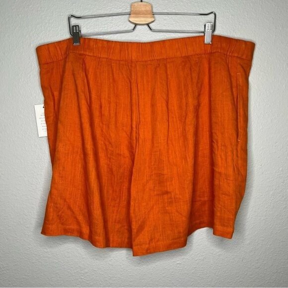 Eloquii Womens Orange Linen-Blend High Waisted Casual Shorts Plus Size 22 - Picture 8 of 14
